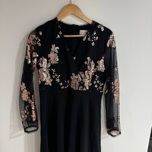 JJs House rose gold floral midi dress